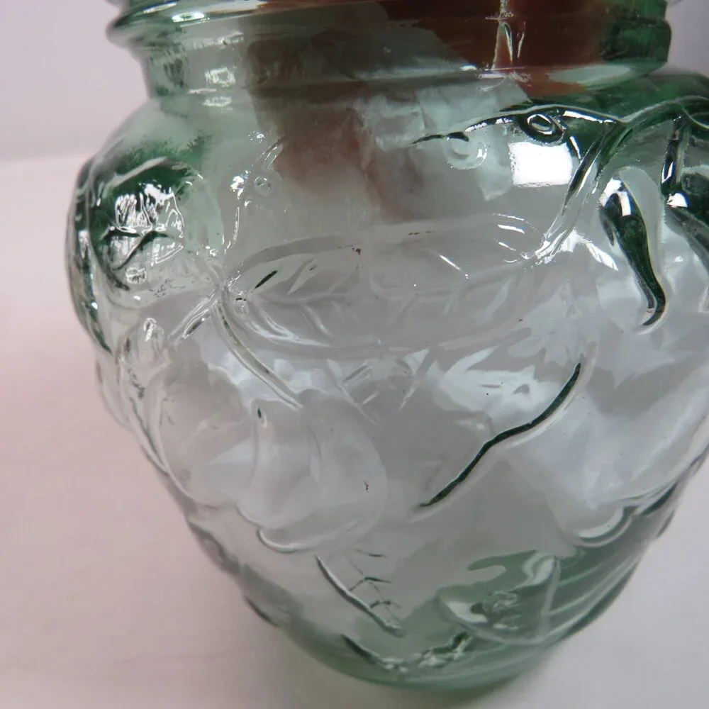 Green Orchard Fruit Glass Jar w decorative Cork Lid
